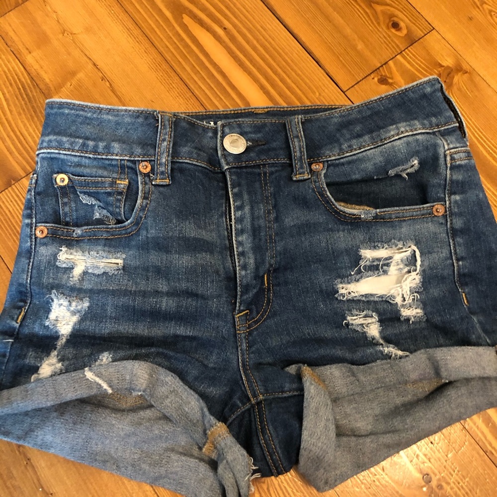 High waisted ripped shorts